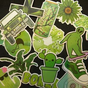 Lot of 15 Fun Green Stickers